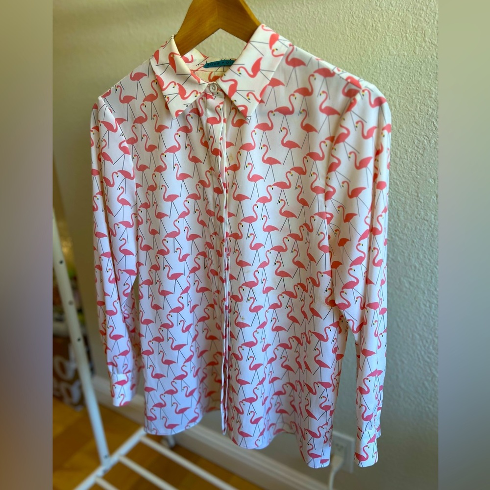 Alice + Olivia, Flamingo blouse, loose and cute!